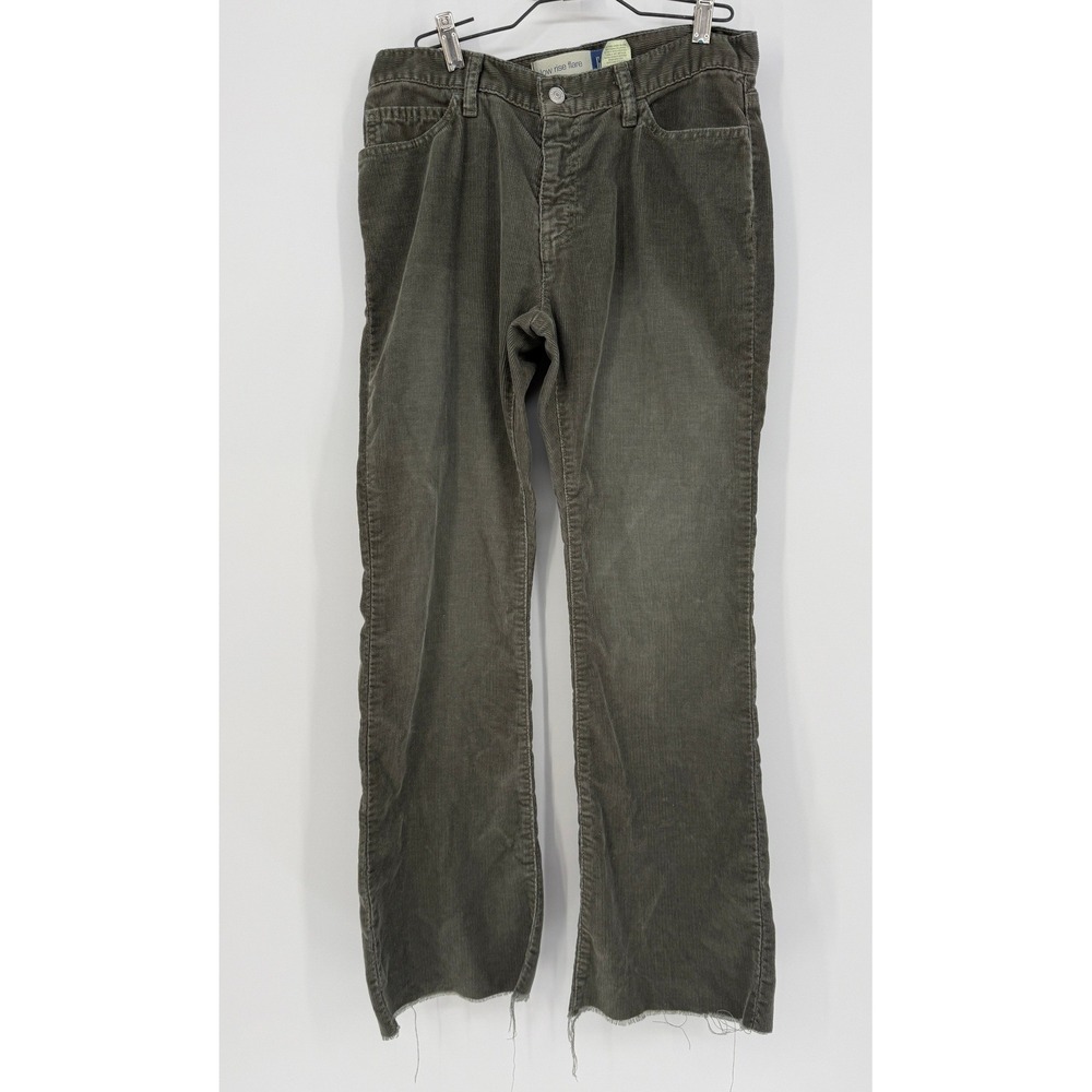 Gap Low Rise Flare Corduroy Pants Womens 10 Gray Y2K Raw Hem 90s Style 32x29